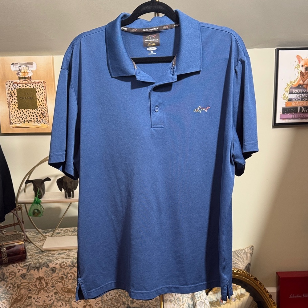 EUC Greg Norman Collection Classic Blue Golf Polo Shirt